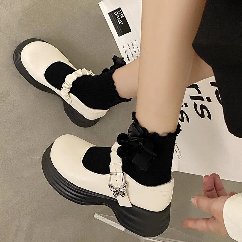 fashion Ladies Shoes on Sale 2024 Fashion Buckle Women Pumps Spring Round Toe Mary Jane Solid Dress Platform Chunky Heels Shallow Shoes