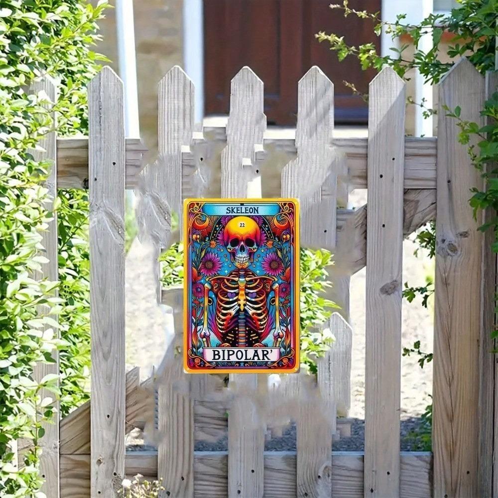 Skeleton Tarot Metal Art Sign Gothic Home Decor Wall Plaque