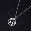 Women Hollow Map Pattern Necklace Lady Girl Round Neck Pendant Plating Copper Jewelry