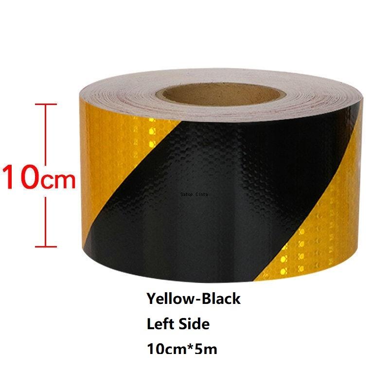5cm/10cm/15cm/20cm*5m Reflective Tape Yellow-Black Left Or Right Twill Waterproof Safety Warning Self-adhesive Reflector Sticker
