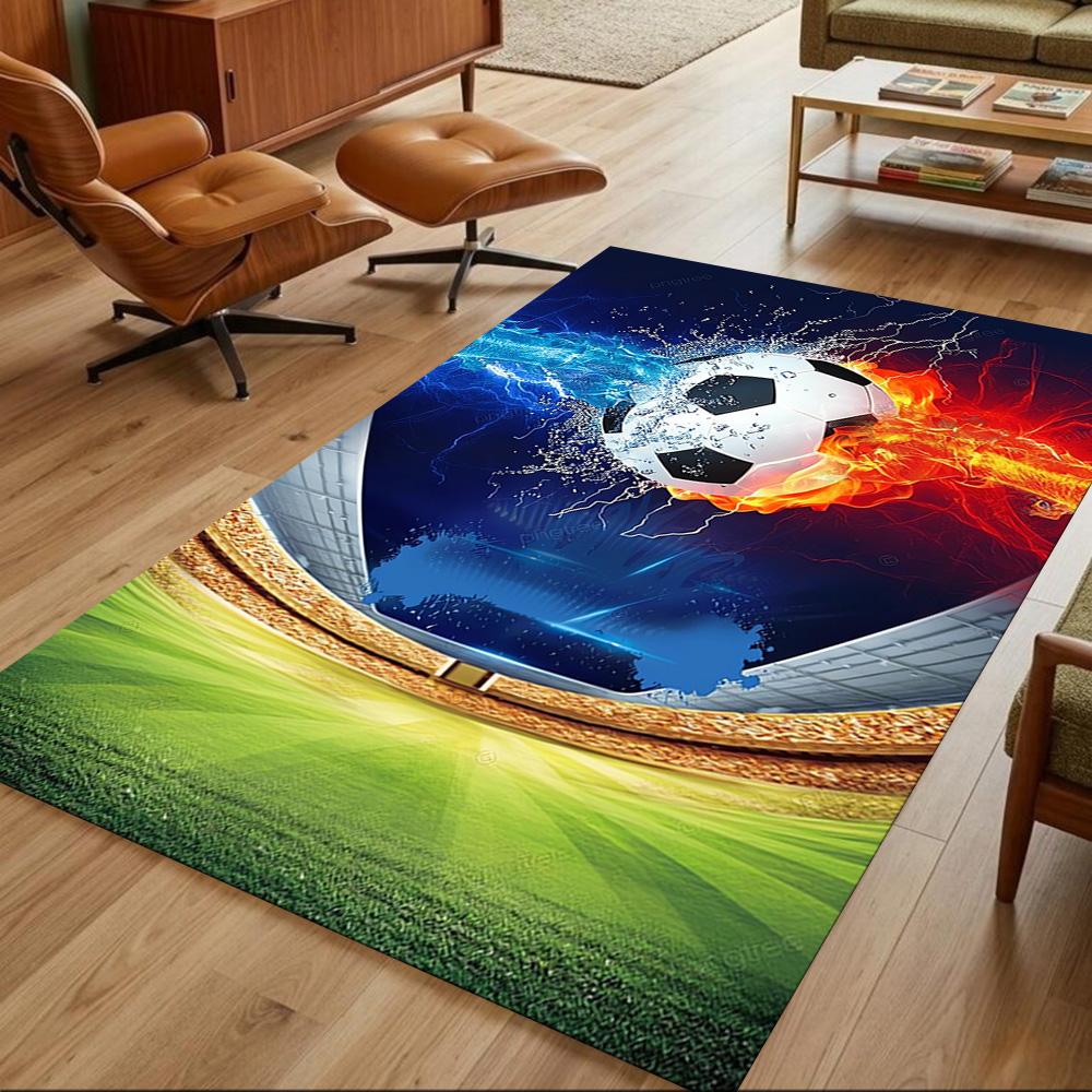 Soccer Pulse Art Splash Non-Slip Home Carpet Design for Office Decor Living Room Bedroom Gift