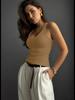 Débardeur Camisole pour Femme 2026 Style Européen Extensible Couleur Unie Col Bas Sans Manches