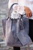Italian Leather Suede Bag A4 With Zipper, Large