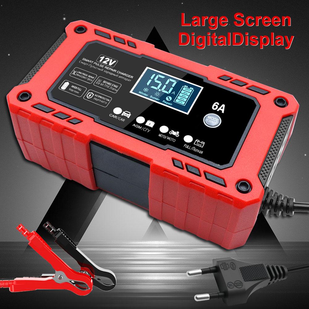 Portable Battery Maintenance SUV 12V 6A Car Motorcycle Battery Charging Intelligent Pulse Repair Lead-Acid Smart Battery Charger