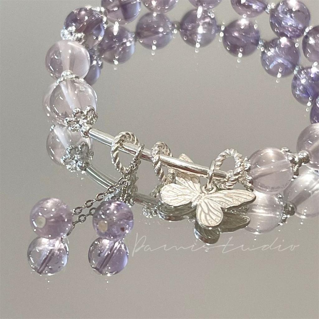 New butterfly transfer bracelet ins niche design imitation amethyst bracelet for girlfriend