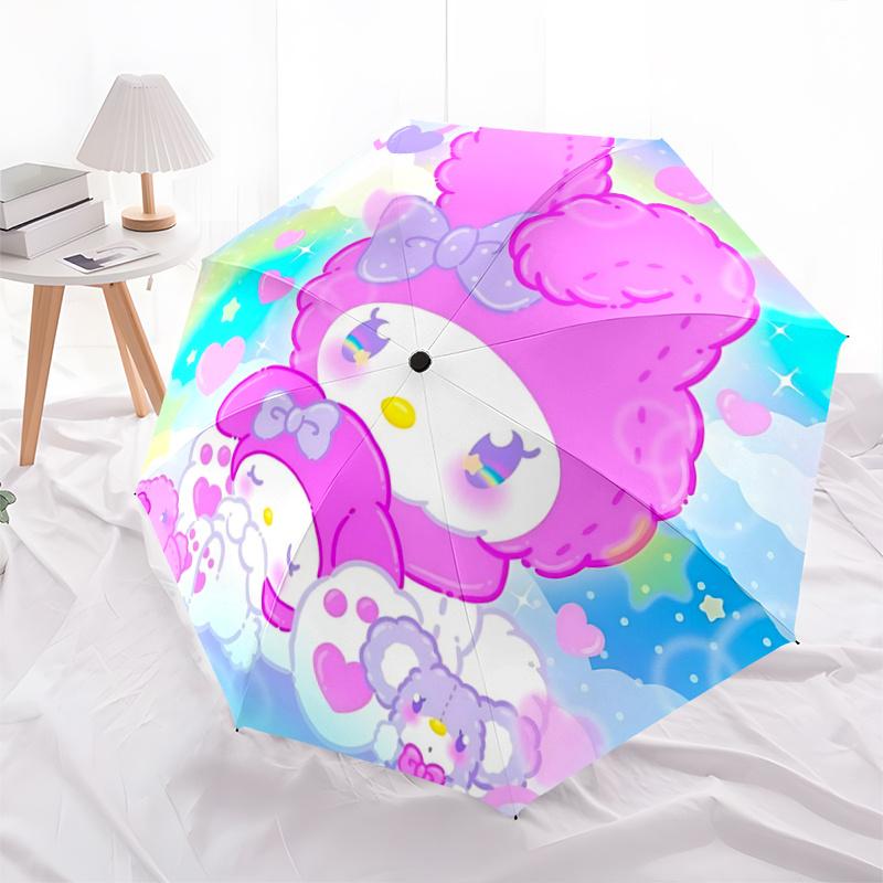 

1pc My Melody Automatic Opening/Closing Umbrella - Portable Tri-Fold Design with 8-Bone Iron Frame, Perfect for Fans, Travel, Daily Use, and Festive G