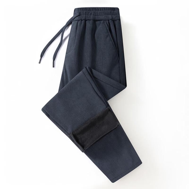 XueZhongFei Men's Winter Warm Fleece-Lined Straight Leg Pants