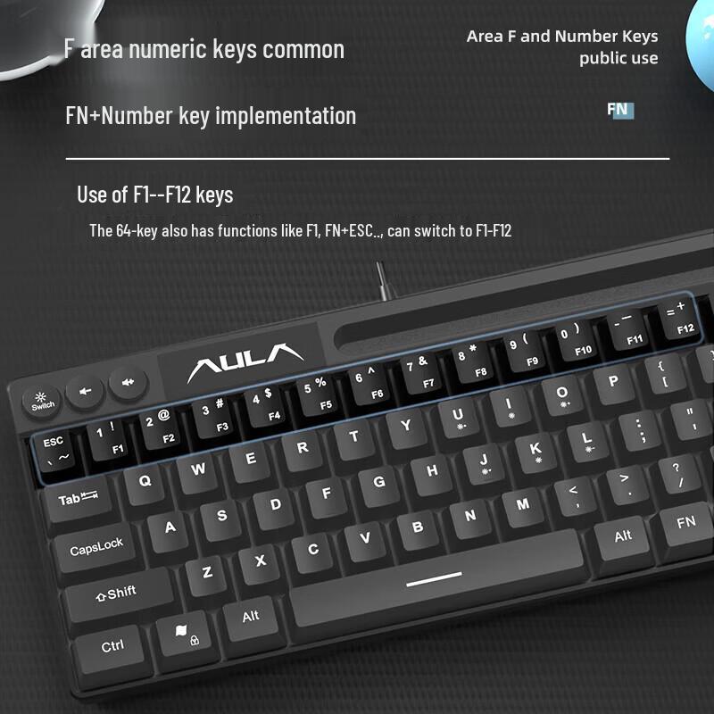 AULA F3061 Wired Compact Mechanical Feel Gaming Keyboard