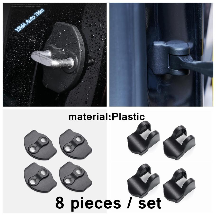 For Tesla Model Y - 2024 Black Car Door Stopper Waterproof Protection Lock Covers Trim Kit Plastic Car Interior Accessories