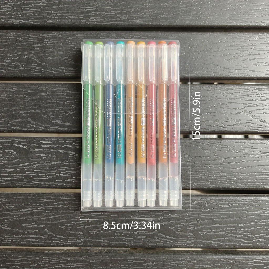 9-Color Gel Pen Set - Large Capacity Fluorescent Markers for Journaling, Note Taking, Drawing & Office Supplies
