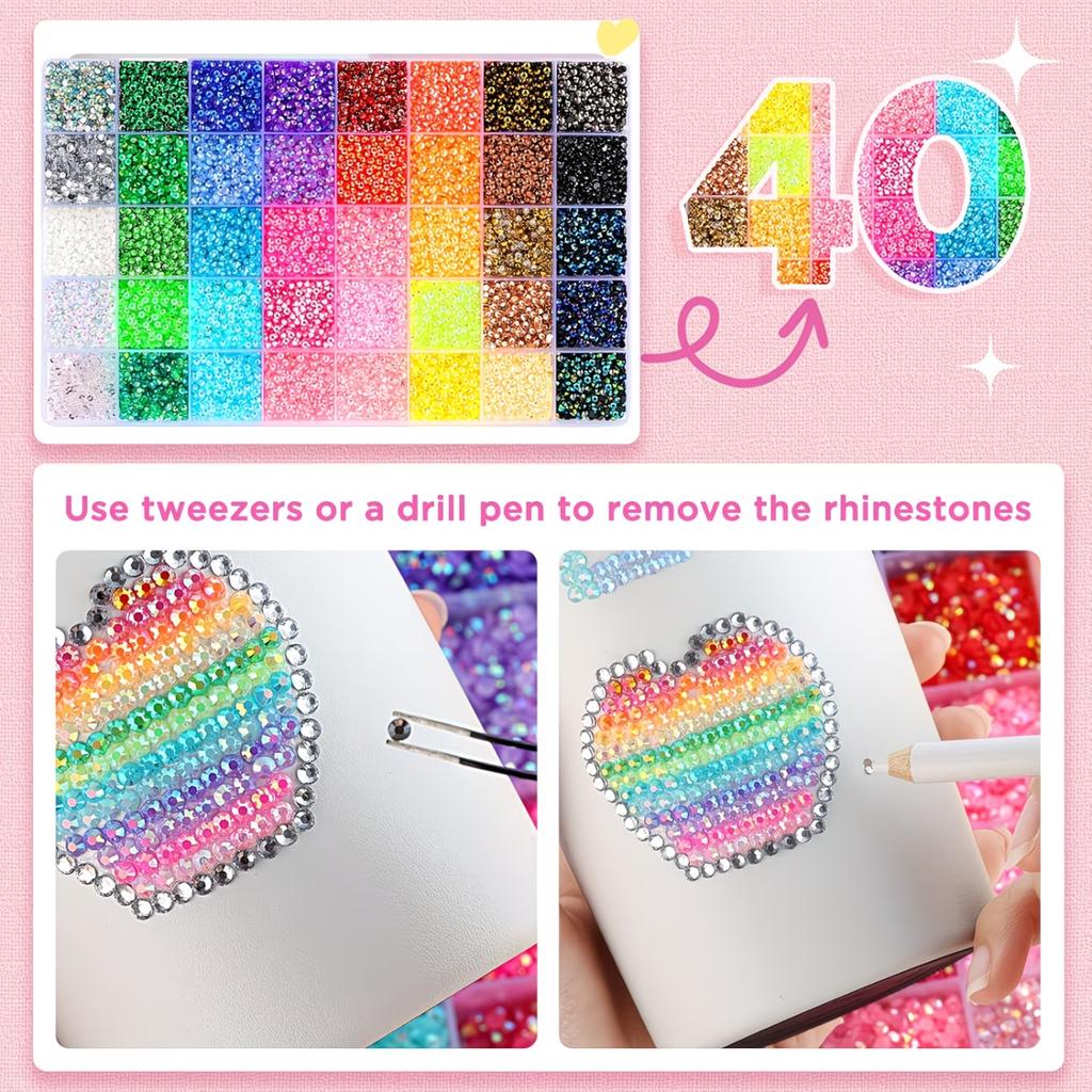 40 Colors Resin Flatback Rhinestones Gems for Nail Art DIY Clothing Shoes Crafting Diamond Decoration Accessories