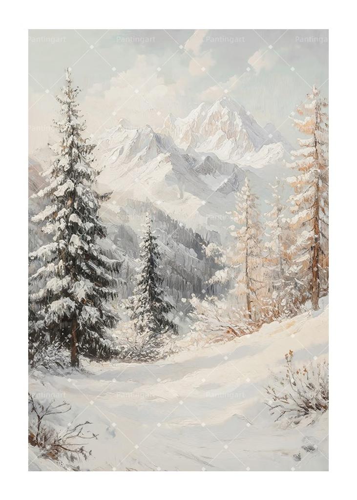 Peinture sur toile Forêt enneigée d'hiver nordique Locomotive à vapeur vintage Élan Renard roux Cabane Paysage Affiche d'art Décor de salon