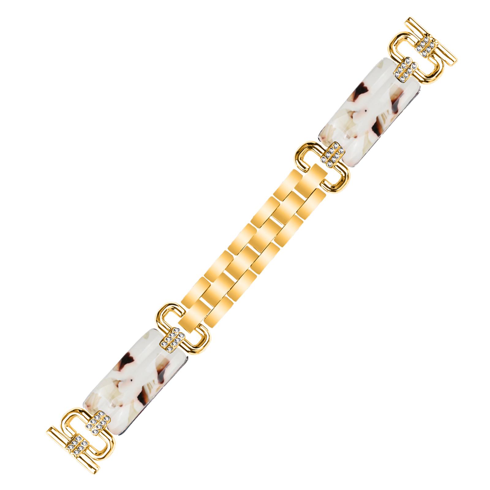 

For Huawei Watch 2/Watch GT 2 42mm/GT 3 42mm Rhinestone Decor Watch Strap Resin Bracelet Wrist Band Gold/Nougat