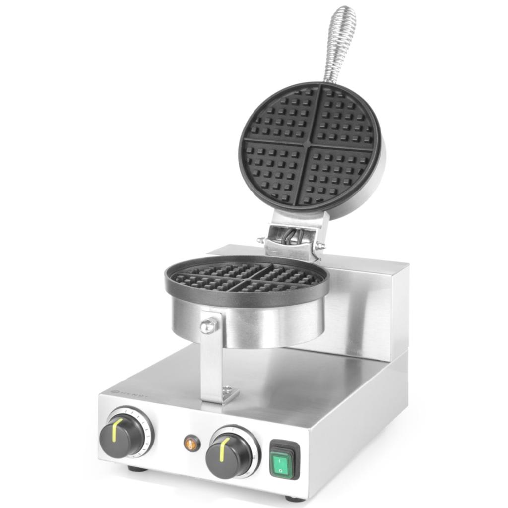 Single Round Waffle Maker for Belgian Waffles, Teflon, Diameter 190 - Hendi 212172