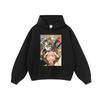 Mens Oversized Hoodie With Japanese Hip-Hop Cartoon Print Vintage Streetwear Cotton Sweatshirt Loose Fit Long Sleeve