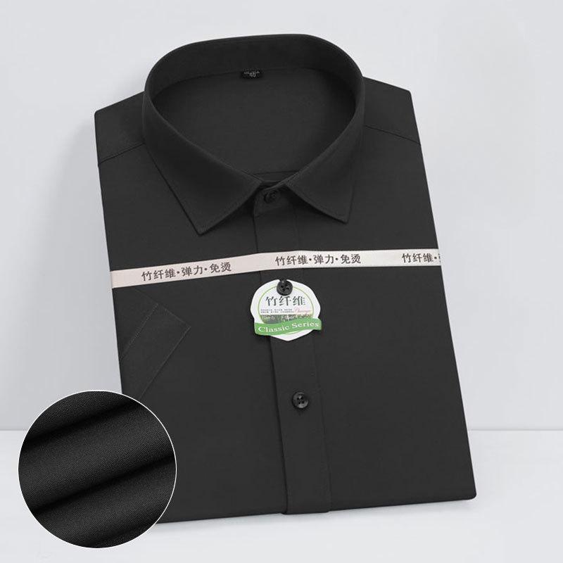 

Весна/лето Новая мужская одежда с коротким рукавом большого размера однотонная деловая повседневная одежда комфорт карман свободная мужская одежда 43 чёрный