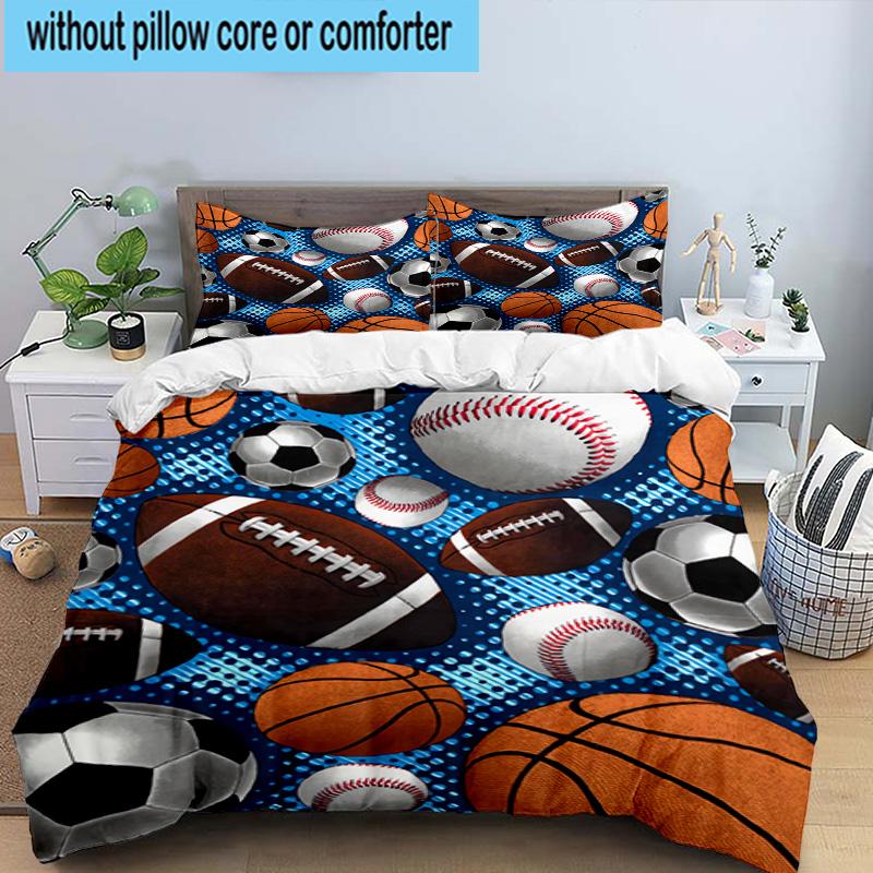 Sports Ball football Pattern 3pcs Bedding,Including 1pc Duvet Cover And 2pcs Pillowcases Perfect for Christmas,Ideal for Bedroom, Dormitory