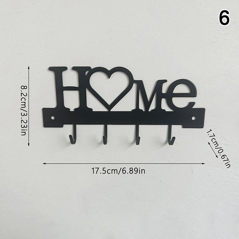 1Pcs Wall Mounted Decor Black Metal Key Holder Hook With Sweet Home Decorative Hook For Wall Coat Rack Storage Rack Wall Hanging