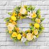 Yellow Flower Wreath with Lemon Artificial Summer Wreath for Front Door Farmhouse Wedding Garden Outdoor Decorations