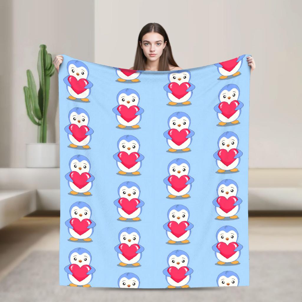 P-Pudgy Penguin Blanket Cute Penguin  Fleece Funny Warm Throw Blankets For Bedding Lounge Textile Decor,