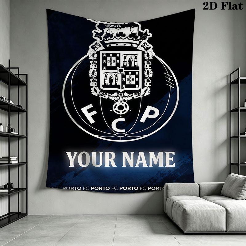 Custom Fc Porto Wall Hanging Printed Fabric Blanket Decorative Tapestries for Bedroom Living Room Home Decor
