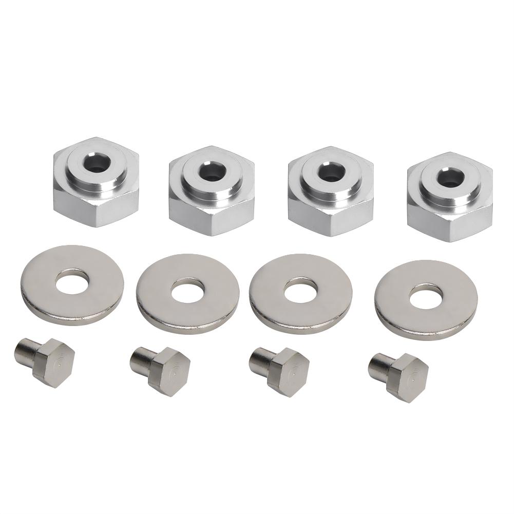 

4pcs Aluminum Alloy 12mm Turn To 17mm Wheel Hex Adapter for 110 RC Car (Silver)