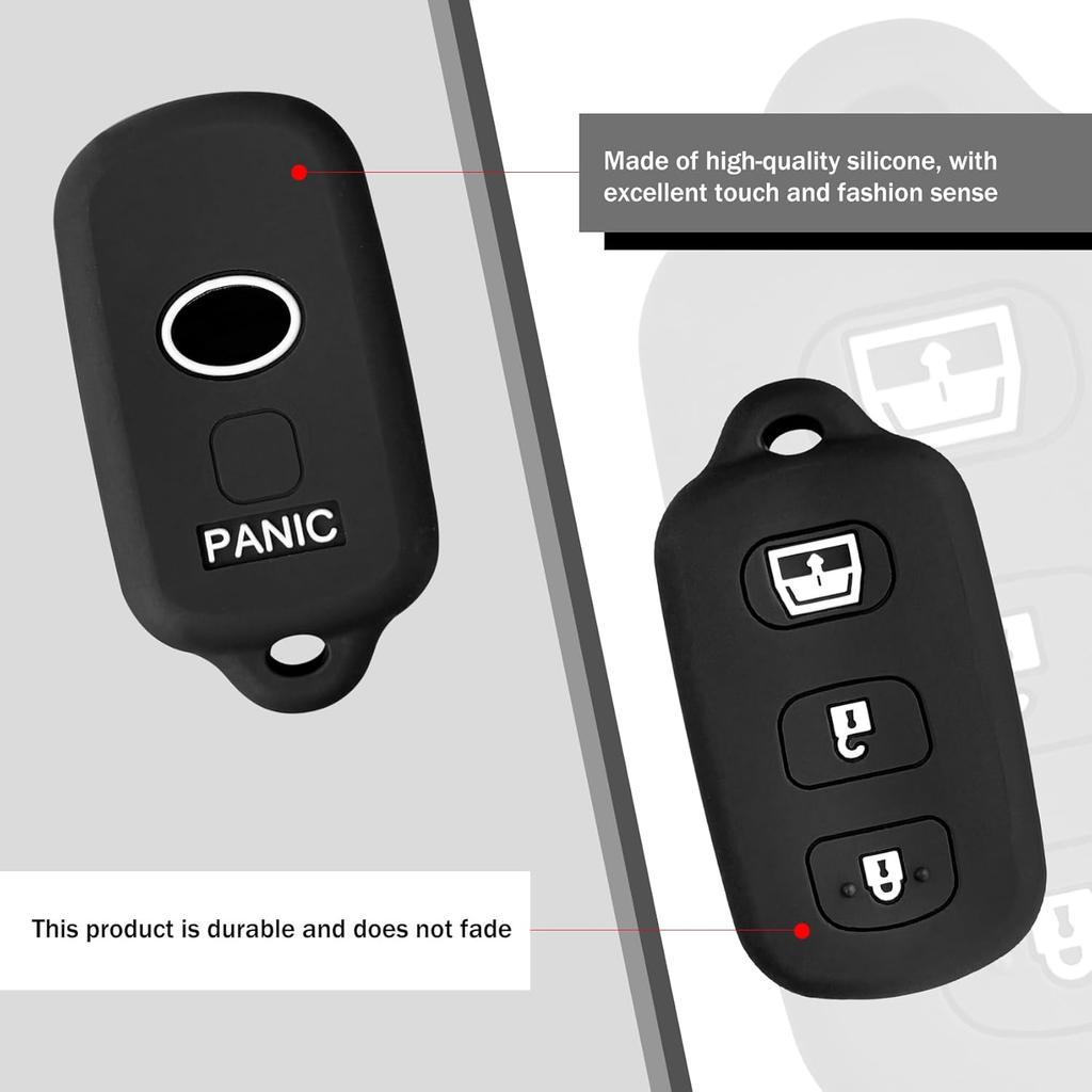 Key Fob Cover Case, Silicone Keyless Entry Remote Control, Fit for 1999-2009 T0y0ta 4Runner 2001-2008 T0y0ta Sequoia, HYQ12BBX|HYQ12BAN|HYQ1512Y