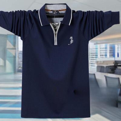 Men's Trendy Autumn Zipper Lapel Polo Shirt 2262 - Loose, Large Size, Long-Sleeved T-Shirt