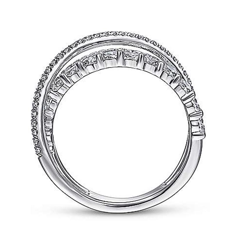 Huitan Fashion Design Women's Rings Paved CZ Stone Fancy Cross Wedding Rings  Color Sparkling Female Jewelry Drop Shipping