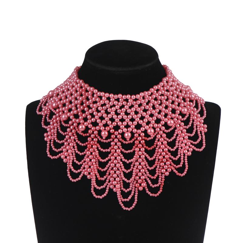 Imitation Perlen Falscher Kragen Halskette Hohl Design Imitation Perlen Latz Halskette Mehrschichtig Abnehmbarer Kragen Kleid Zubehör