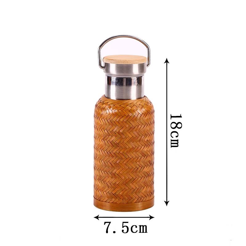 ZISIZ Handwoven Bamboo Shell Stainless Steel Thermos