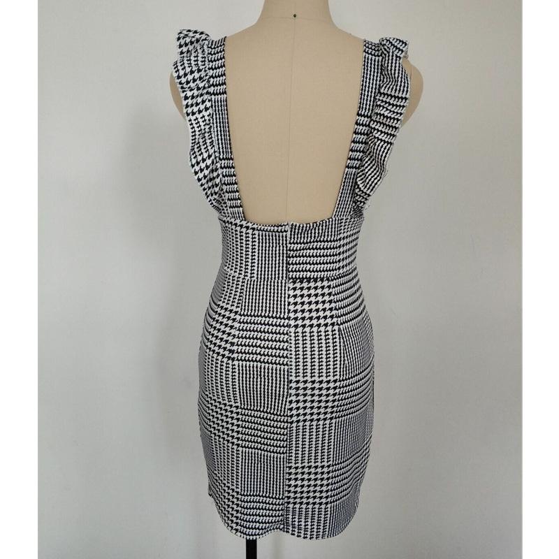 2025 Dámské jarní/podzimní šaty bez rukávů s volánovými ramínky a zipem na boku