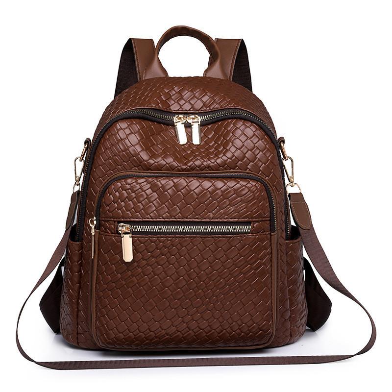 

IELGY женский модный универсальный рюкзак, плетёная дорожная сумка премиум-класса большой вместимости коричневый