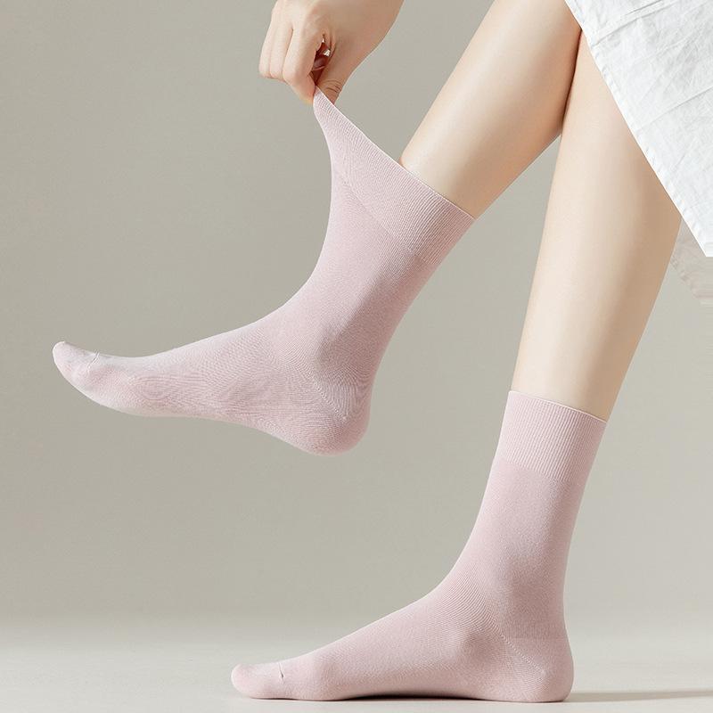 Female Summer Thin Leisure Pure Color Moon Son Boneless In The Tube Pile Pile Cotton Socks