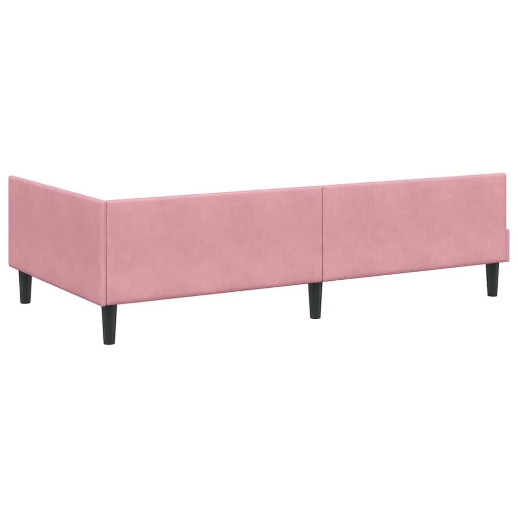 L Shaped Bed Frame with Headboard Pink 90 Cm X 190 Cm Velvet