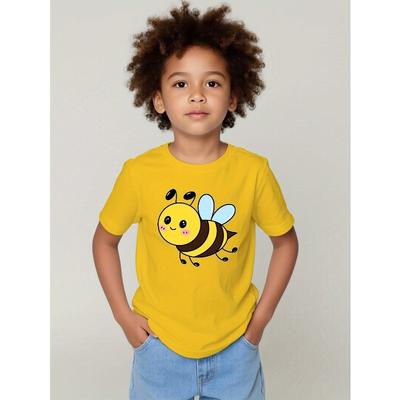 Taglie europee Dolcissimo Messaggero con Faccina Carina Nuova T-shirt Casual a Maniche Corte per Bambini per l'Estate Abbigliamento Girocollo T-shirt Stampata