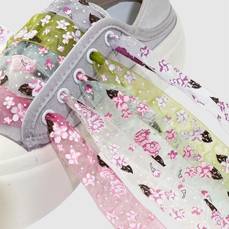 Organza Printed Transparent Shoe Laces For Sneakers Casual Shoes Universal Fit Breathable Lightweight Design