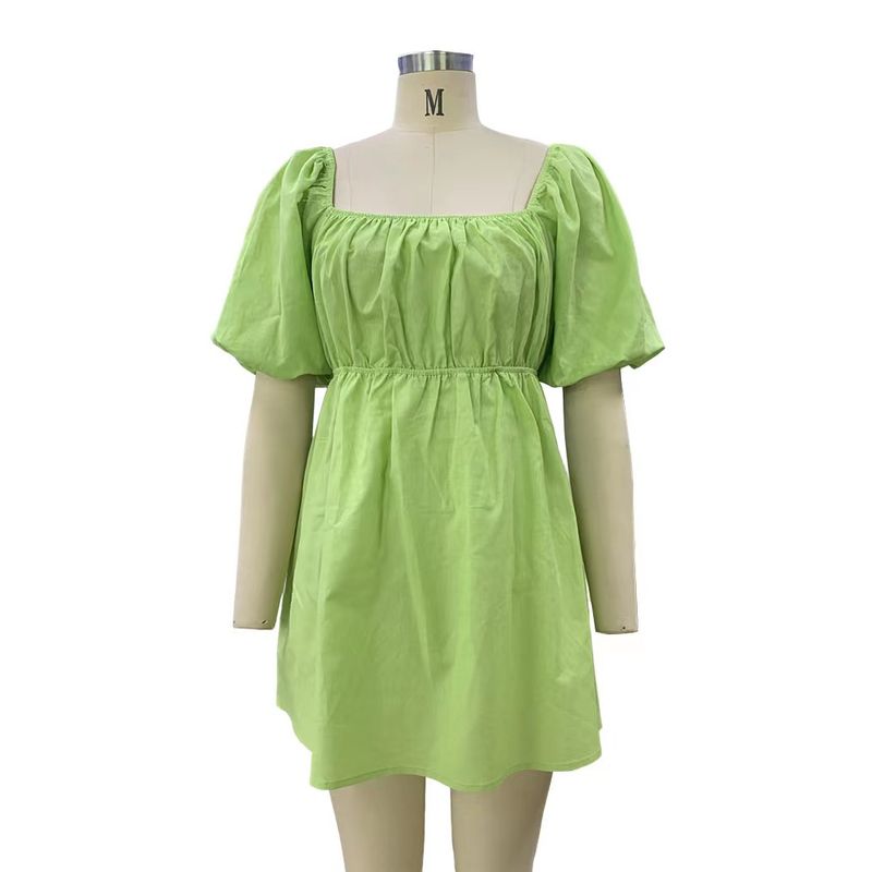 

Fashion New Arrival Fashion Square Collar Lantern Sleeve Dress Square Neck Lantern Sleeve Dress Light green XL