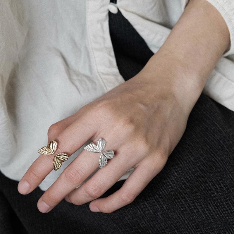 New 925 Sterling Adjustable Elegant Butterfly Ring For Women Geometric Handmade Butterfly Ring Party Christmas Gift Fine Jewelry