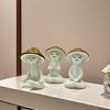 3Pcs/Set Meditation Mushroom Statue Sitting Mushroom Man Figurine Resin Sculpture Home Office