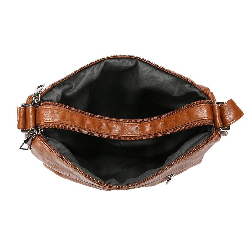 Skulderveske Stor Kapasitet Flerlags Mykt Skinn Dameveske Middelaldrende Og Eldre Morsveske