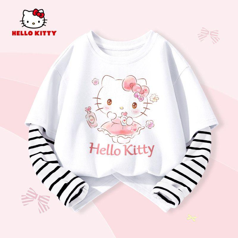 

Весенний наряд для девочек Hello Kitty 2026 Новый набор Модная и крутая детская одежда для девочек Ранняя весна Тонкий стиль Tiphon White 110