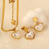 LUXUSTEEL Heart Shaped Pendants Necklace Earring Sets Imitaiton Zircon For Women Girl Stainless Steel Chain Necklace Zircon Gift