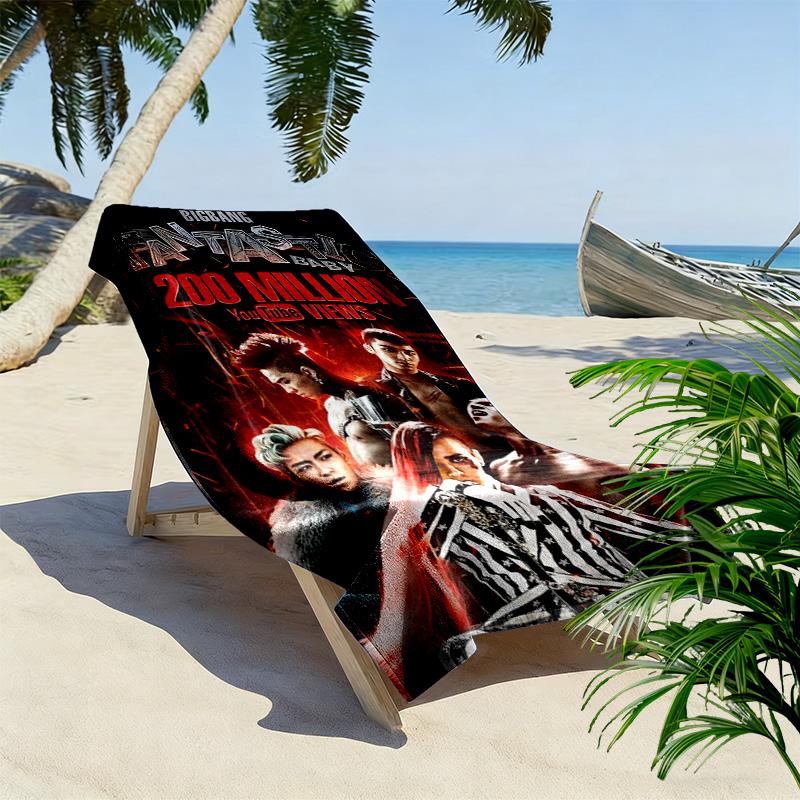 Big Bang: Icons Music Style Beach Towel Outdoor Camping Beach Absorbent Bath Towel Swim Seaside Beach Comfort Printing Travel and Vacation Towels