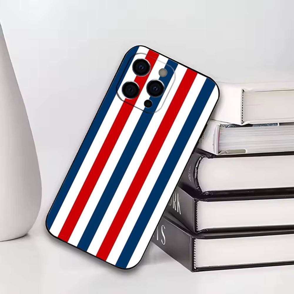 Burgunder-Rosen-Streifen Handyhülle für iPhone 17, 16, 15, 14, 13, 12, 11 Plus, Pro Weiches Silikon Schwarze Hülle