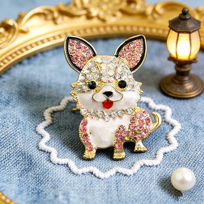 A Puppy Brooch, Embellished with Rhinestones, Suitable for Gifts for Girlfriends and Friends