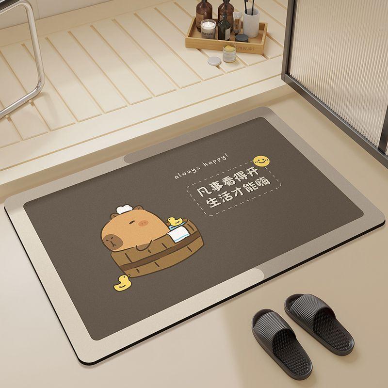 Diatom Mud Mat Cartoon Toilet Bathroom Moisture-wicking Mat Home Toilet Door Wear-resistant Non-slip Foot Mat Durable