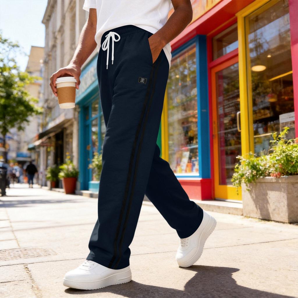 Pantaloni della tuta larghi da uomo con coulisse in vita e laterali per lo sport e il tempo libero