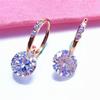 Exquisite Russian Purple Gold Inlaid Zircon Earrings Korean Version Temperament Premium Light Luxury Rose Gold Plated Shiny Earrings
