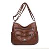 Women's Soft Leather Bag Middle-Aged Mother Crossbody Bag Large Capacity Multi-Pocket Commuter Shoulder Bag